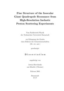 Fine structure of the isoscalar giant quadrupole resonance from high-resolution inelastic proton scattering experiments [Elektronische Ressource] / angefertigt von Artem Shevchenko