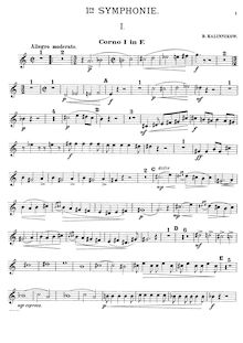 Partition cor 1, Symphony No.1 en G minor, 1re Symphonie, Kalinnikov, Vasily