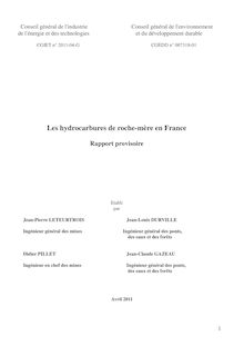 Les hydrocarbures de roche-mère en France - Rapport provisoire