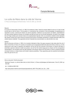 Le culte de Mars dans la cité de Vienne - article ; n°1 ; vol.33, pg 223-238