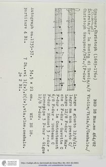 Partition complète et parties, Entrata per la Musica di Tavola en F major