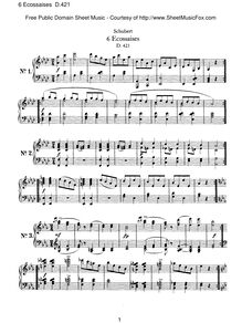 Partition complète, Ecossaises, D.421, Schubert, Franz