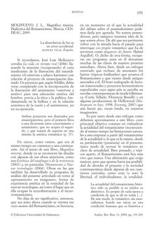 MOLINUEVO, J. L. «Magnífica miseria. Dialéctica del Romanticismo». Murcia: CEN-DEAC, 2009.