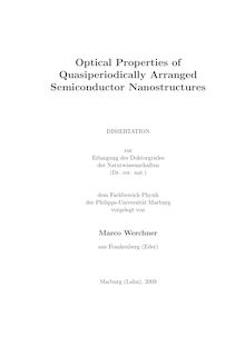Optical properties of quasiperiodically arranged semiconductor nanostructures [Elektronische Ressource] / vorgelegt von Marco Werchner