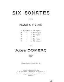 Partition Sonata 1 partition de piano, 6 sonates pour Piano et violon