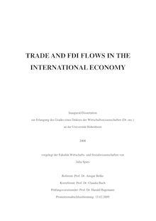 Trade and FDI flows in the international economy [Elektronische Ressource] / vorgelegt von Julia Spies