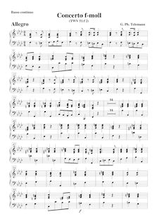 Partition Cembalo, Concerto en F minor pour hautbois, cordes et Continuo, TWV 51:f2