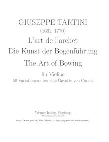 Partition de violon, L arte del arco; Variations on Gavotte from Corelli s Op.5, No.10 par Giuseppe Tartini