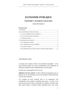 AES 3ème année Economie publique chapitre Les biens collectifs