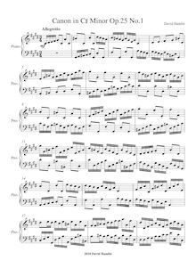 Partition complète, Canon en C-sharp minor Op.25 No.1, C-sharp minor