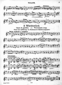 Partition , Vægtersang - partition de violon, lyrique pièces, Op.12
