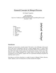 General Concepts In Mongol Persona