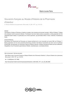 Souvenirs français au Musée d Histoire de la Pharmacie d Istanbul - article ; n°208 ; vol.59, pg 314-316