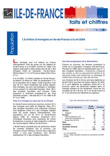 1,9 million d immigrés en Ile-de-France à la mi-2004