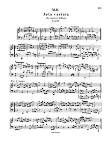 Partition complète, Aria variata, Alla maniera italiana, A minor par Johann Sebastian Bach