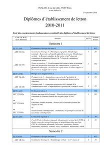 Diplômes d établissement de letton 2010-2011