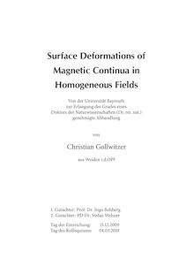 Surface deformations of magnetic continua in homogeneous fields [Elektronische Ressource] / von Christian Gollwitzer