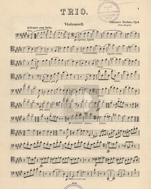 Partition de violoncelle, Piano Trio No.1 en B major, Klaviertrio Nr.1 H-dur