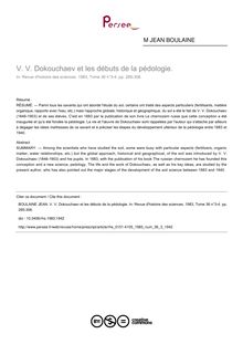 V. Dokouchaev et les débuts de la pédologie. - article ; n°3 ; vol.36, pg 285-306
