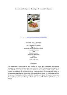 Cotoletta alla bolognese - Escalopes de veau à la bolognaise