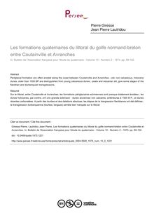 Les formations quaternaires du littoral du golfe normand-breton entre Coutainville et Avranches - article ; n°2 ; vol.10, pg 89-102