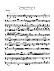 Partition violons II, Piano Concerto No.21, Piano Concerto No.21