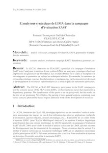 L analyseur syntaxique de LIMA dans la campagne d évaluation EASY ...