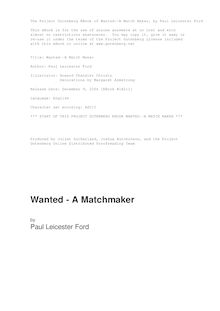 Wanted—A Match Maker