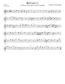Partition ténor viole de gambe 1, octave aigu clef, Primo Libro di Madrigali par Alfonso Fontanelli