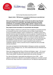 Communiqué de presse-Jeudi 23 juin 2011 Algues  vertes : FNE ...
