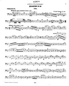 Partition Tuba, quatuor Nr. 2, für Cornett, Tromba, Tenorhorn und Tuba, Op. 29