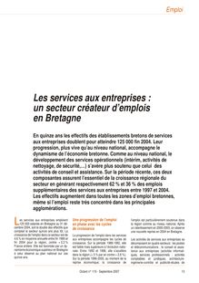 Les services aux entreprises : un secteur créateur d emplois en Bretagne (Octant n° 110)