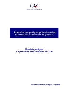EPP des médecins salariés non hospitaliers  mode d’emploi - Modalités pratiques d’organisation et de validation de l’EPP