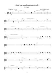 Partition Trombone 1,  para quinteto de metales, Marín García, Luis Ignacio par Luis Ignacio Marín García