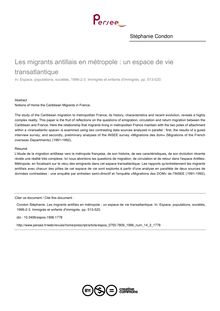 Les migrants antillais en métropole : un espace de vie transatlantique - article ; n°2 ; vol.14, pg 513-520