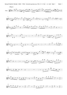 Partition altos, Concerto Grosso en D major, HWV 317, HWV 317 ; Op.3 No.6 par George Frideric Handel