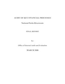 Audit of Key Financial Processes - National Parks Directorate