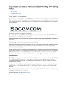 Sagemcom Unveils its Next Generation Bonding & Vectoring CPEs