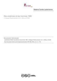 Des amphores et des hommes 1986  ; n°1 ; vol.12, pg 516-525