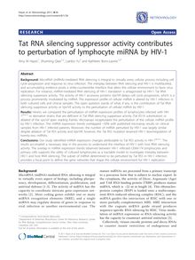 Tat RNA silencing suppressor activity contributes to perturbation of lymphocyte miRNA by HIV-1