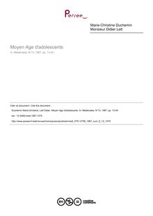 Moyen Age d adolescents - article ; n°13 ; vol.6, pg 13-34