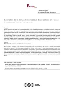 Estimation de la demande domestique d eau potable en France - article ; n°1 ; vol.52, pg 167-185