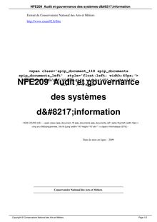 NFE209 Audit et gouvernance des systèmes d information