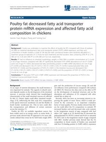 Poultry fat decreased fatty acid transporter protein mRNA expression and affected fatty acid composition in chickens