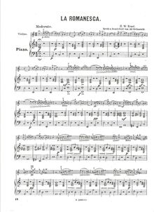 Partition de piano et partition de violon, Romanesca fameux