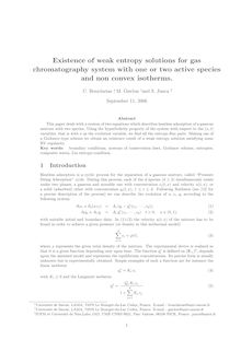 Existence of weak entropy solutions for gas chromatography system with one or two active species