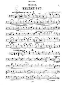 Partition violoncelle, Lenz-Reigen, Op.39, Lenz-Reigen. (Spring dance) Sechs Stücke in Walzerform, für Violine, Violoncell und Klavier zu 4 Händen