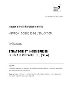 Stratégie et ingénierie en formation d adultes (SIFA - Université ...
