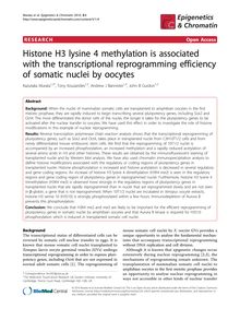 Histone H3 lysine 4 methylation is associated with the transcriptional reprogramming efficiency of somatic nuclei by oocytes