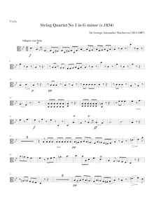 Partition viole de gambe, corde quatuor No.1, G minor, Macfarren, George Alexander